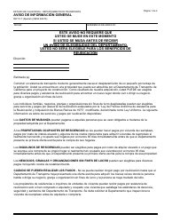Formulario RW10-7 &quot;Aviso De Informacion General&quot; - California (Spanish)