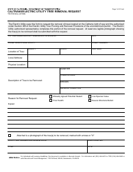 Document preview: Form TR-0168 Caltrans/Electric Utility Tree Removal Request - California