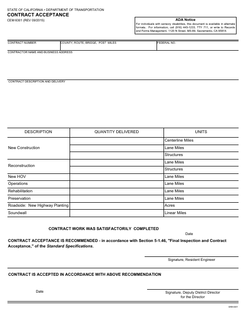 Form CEM-6301  Printable Pdf