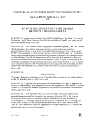 Document preview: Agreement and Election to Prefund Other Post Employment Benefits Through Calpers - California