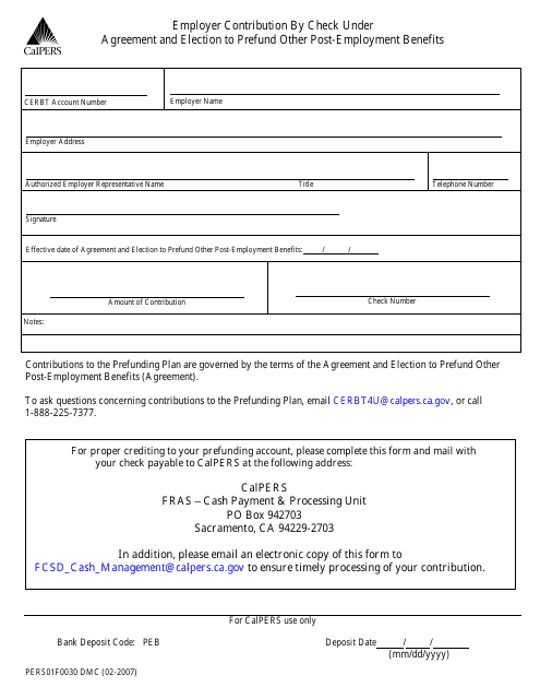 Form PERS01F0030 DMC  Printable Pdf
