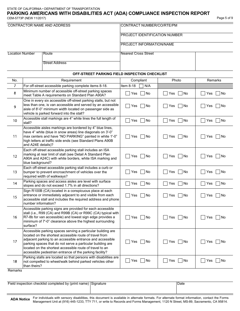 Form CEM-5773P Download Fillable PDF or Fill Online Parking Americans ...