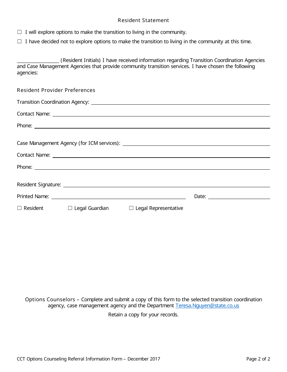 Colorado Options Counseling Referral Information Form - Fill Out, Sign ...