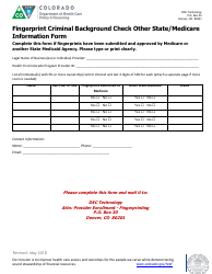 Document preview: Fingerprint Criminal Background Check Other State/Medicare Information Form - Colorado