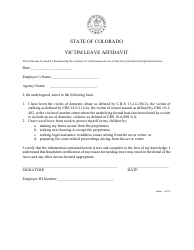Victim Leave Affidavit Form - Colorado