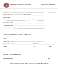 Employee Information Form - Colorado