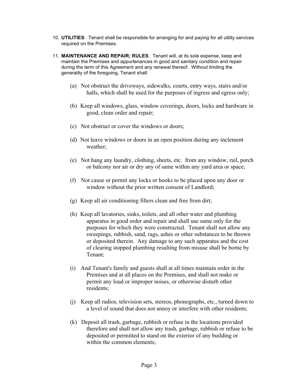 Month-To-Month Rental Agreement Template - New Hampshire, Page 3