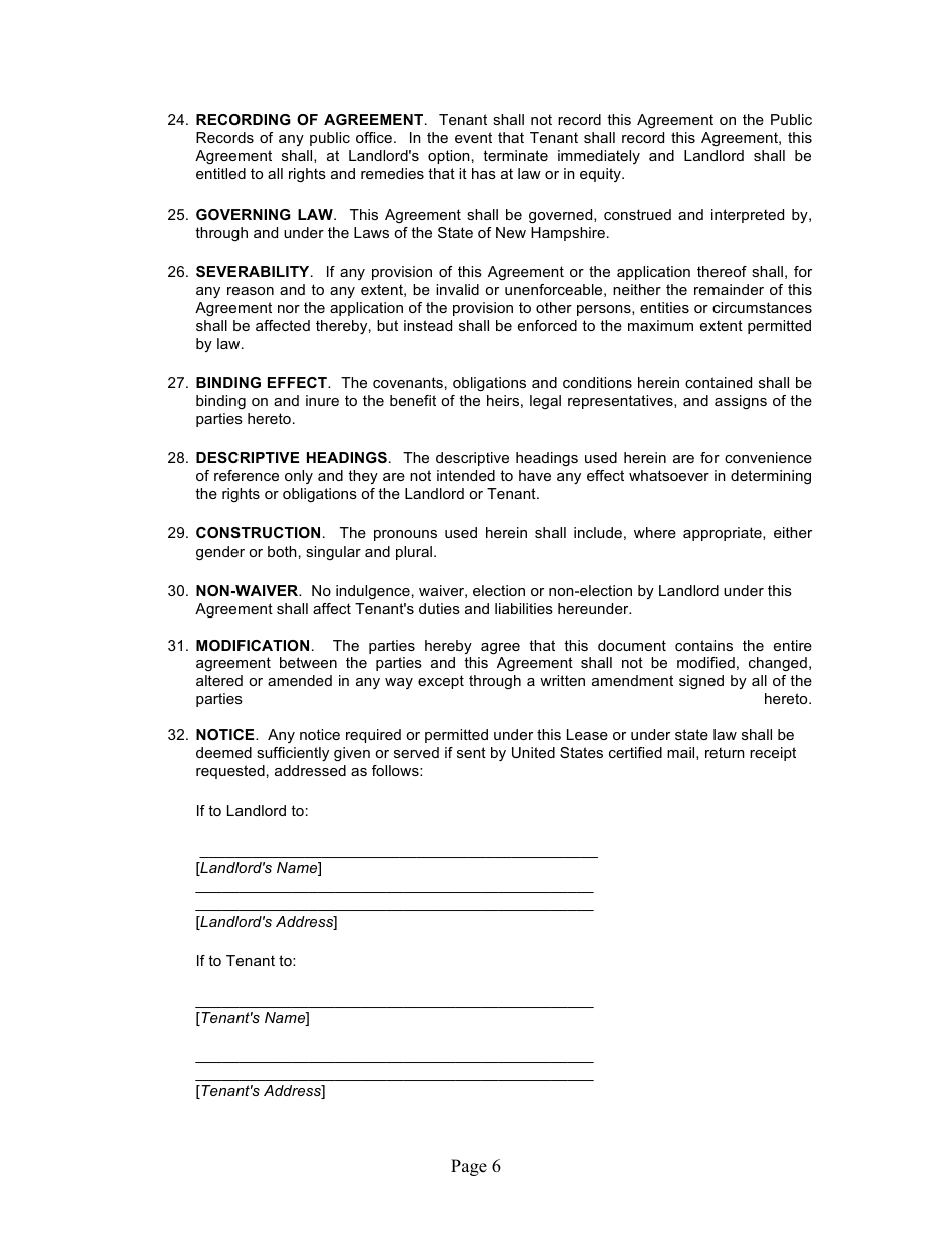 New Hampshire Month-To-Month Rental Agreement Template - Fill Out, Sign ...