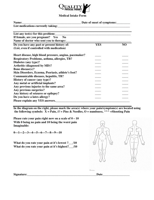 Medical Intake Form - Quality Physical Therapy