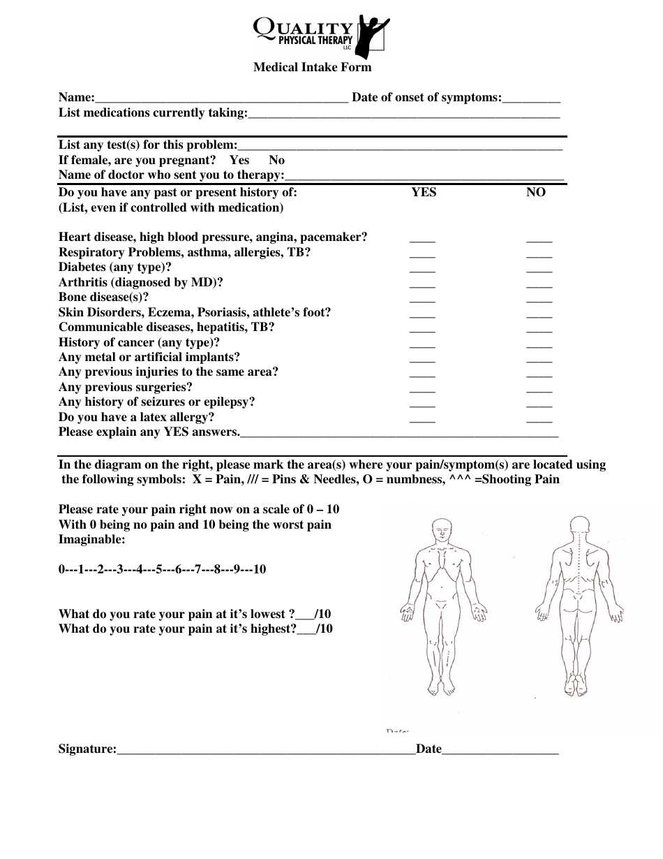 Medical Intake Form Quality Physical Therapy Fill Out Sign Online And Download PDF