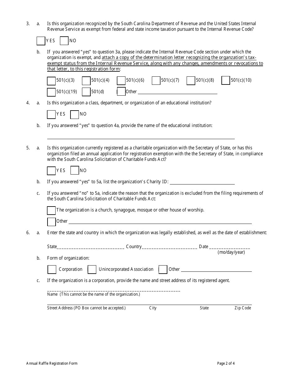 South Carolina Annual Raffle Registration Form - Fill Out, Sign Online 