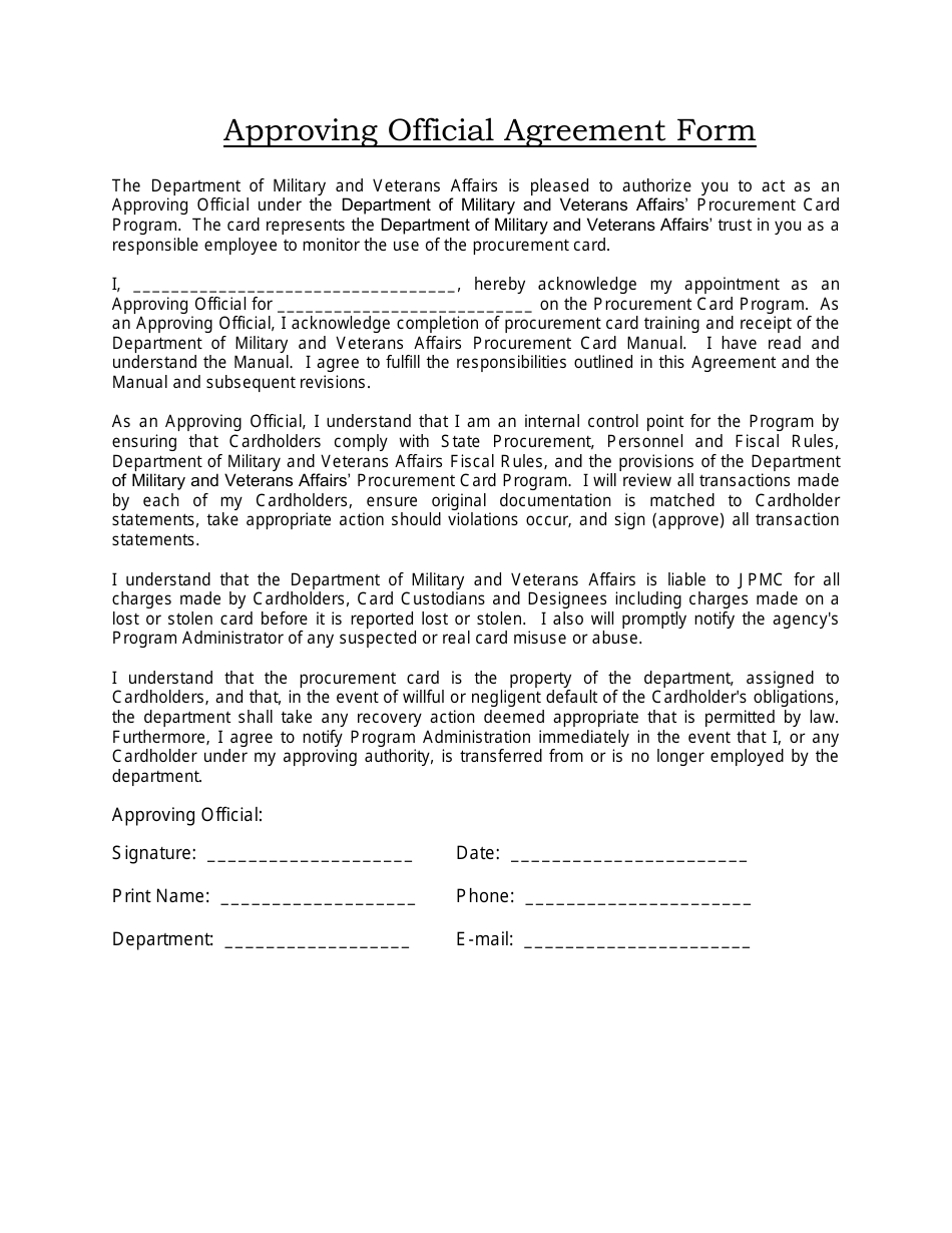 Approving Official Agreement Form - Colorado, Page 1