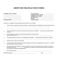 Disputed Transaction Form - Colorado