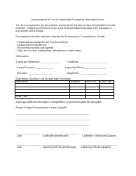 Documentation of Lost or Unavailable Transaction Information Form - Colorado