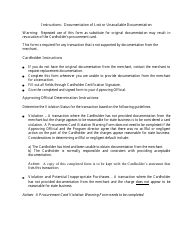 Documentation of Lost or Unavailable Transaction Information Form - Colorado, Page 2