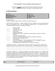Document preview: Procurement Card Violation Warning Form - Colorado
