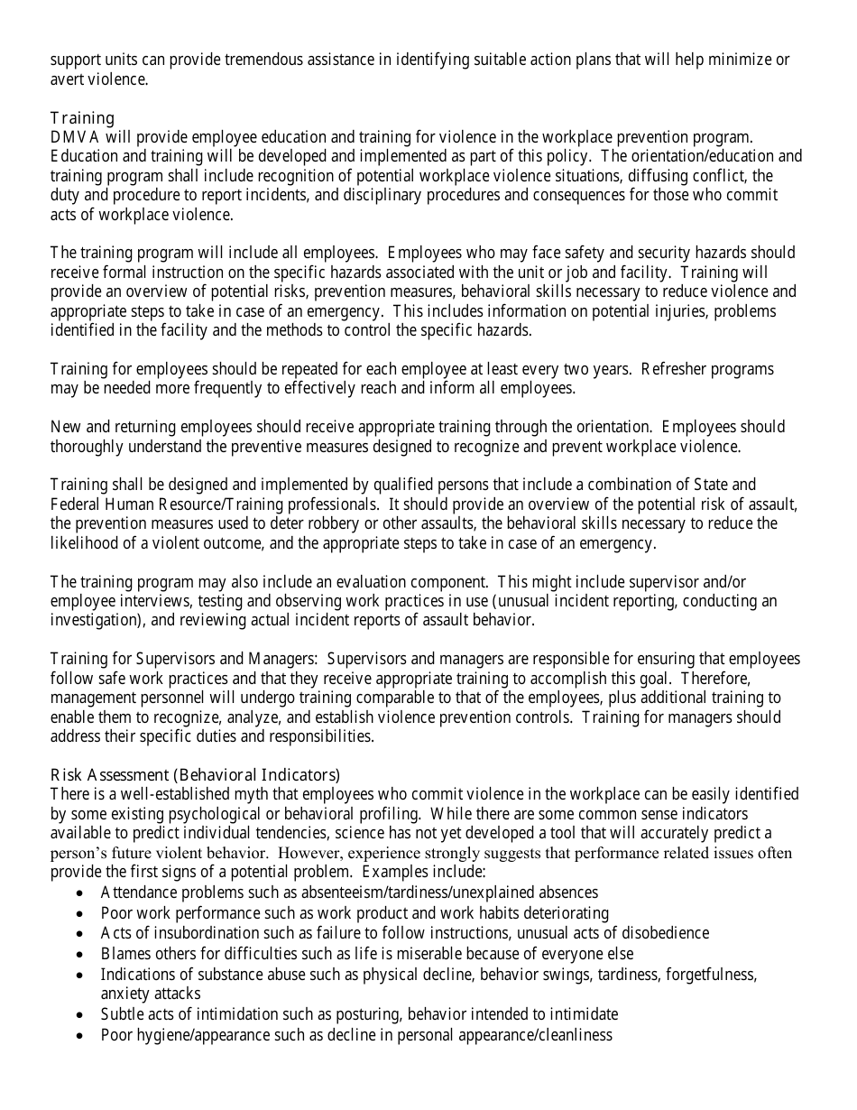 Violence in the Workplace Check List - Colorado, Page 7