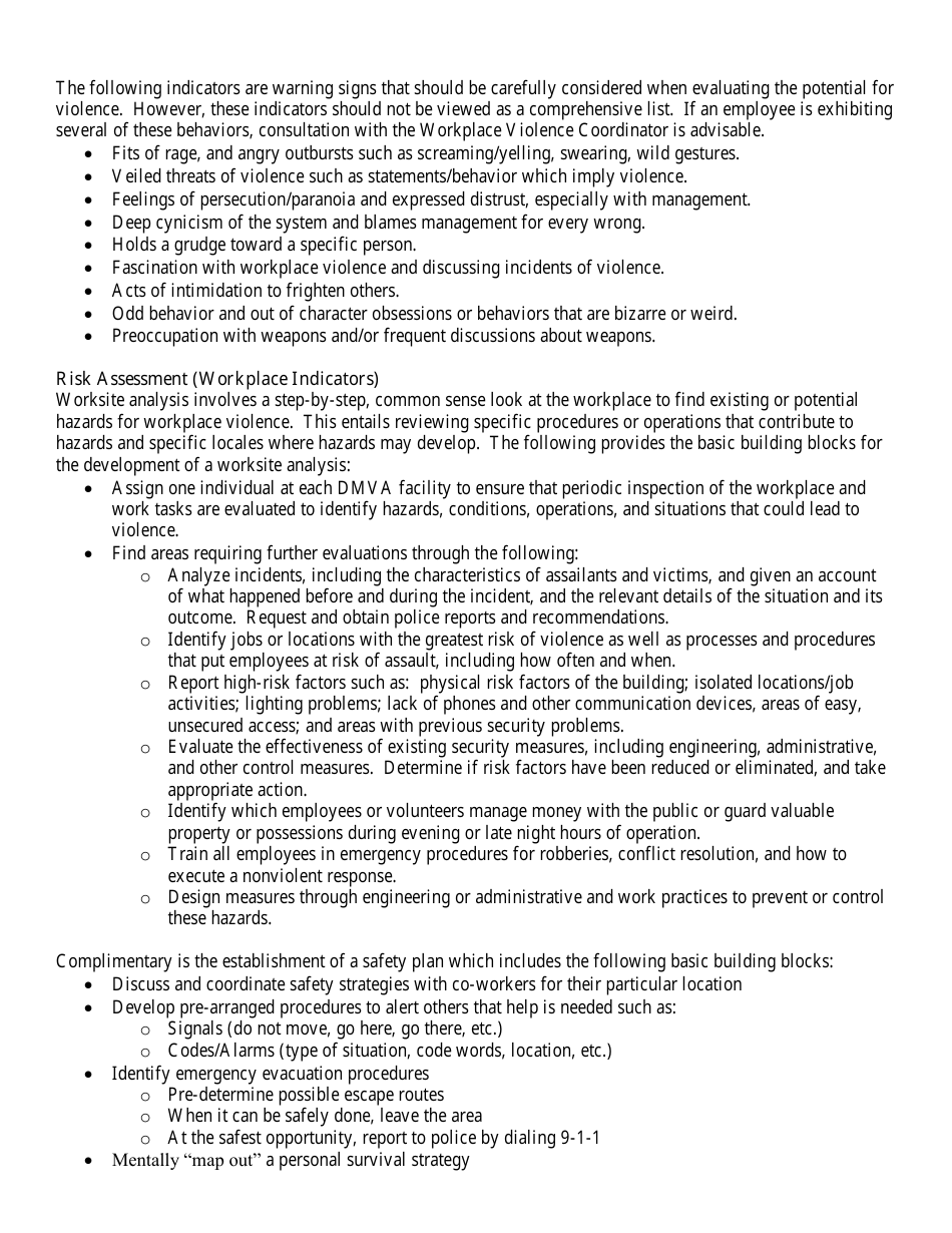 Violence in the Workplace Check List - Colorado, Page 8