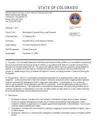 Document preview: Violence in the Workplace Check List - Colorado