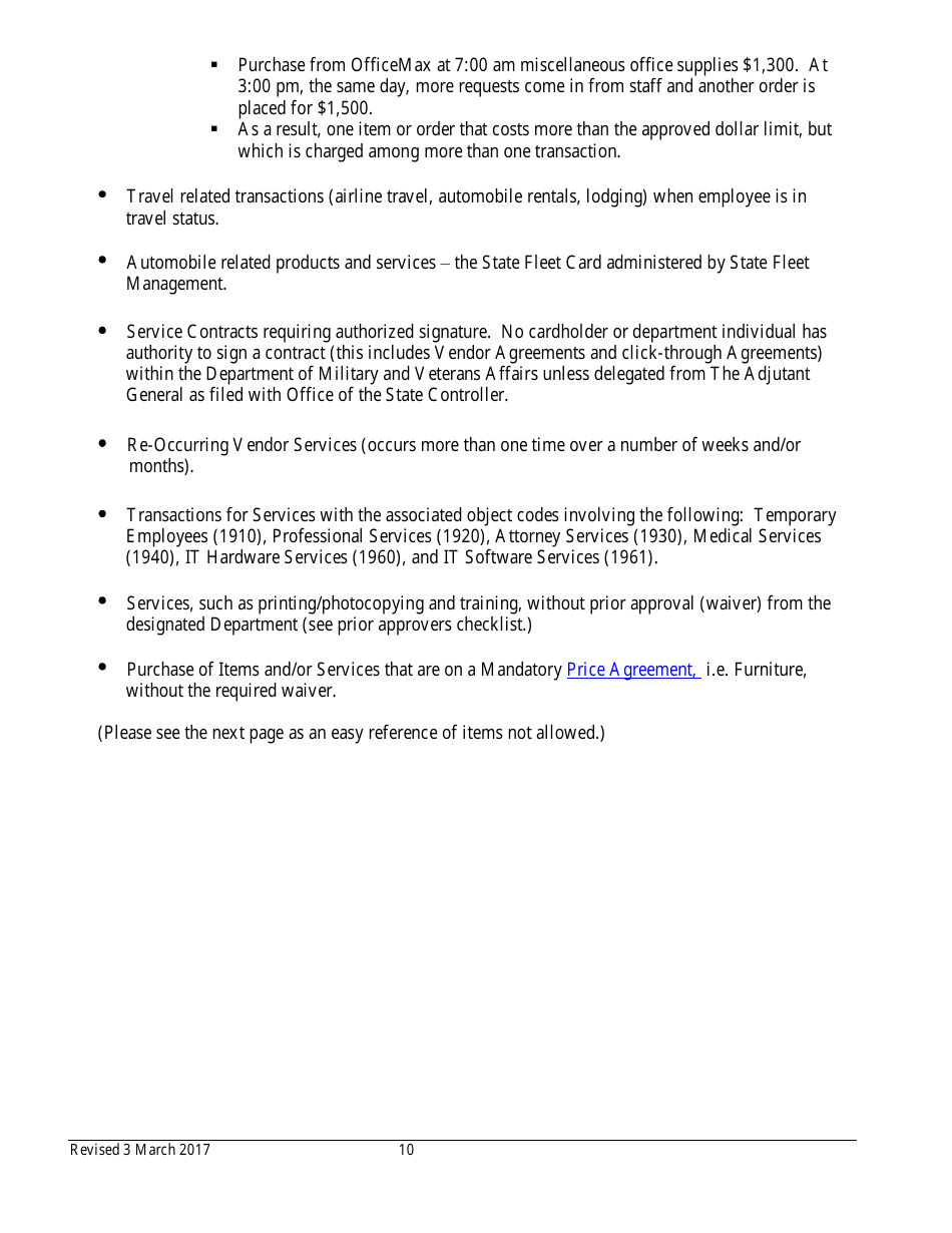 Procurement Card Department Manual - Colorado, Page 10