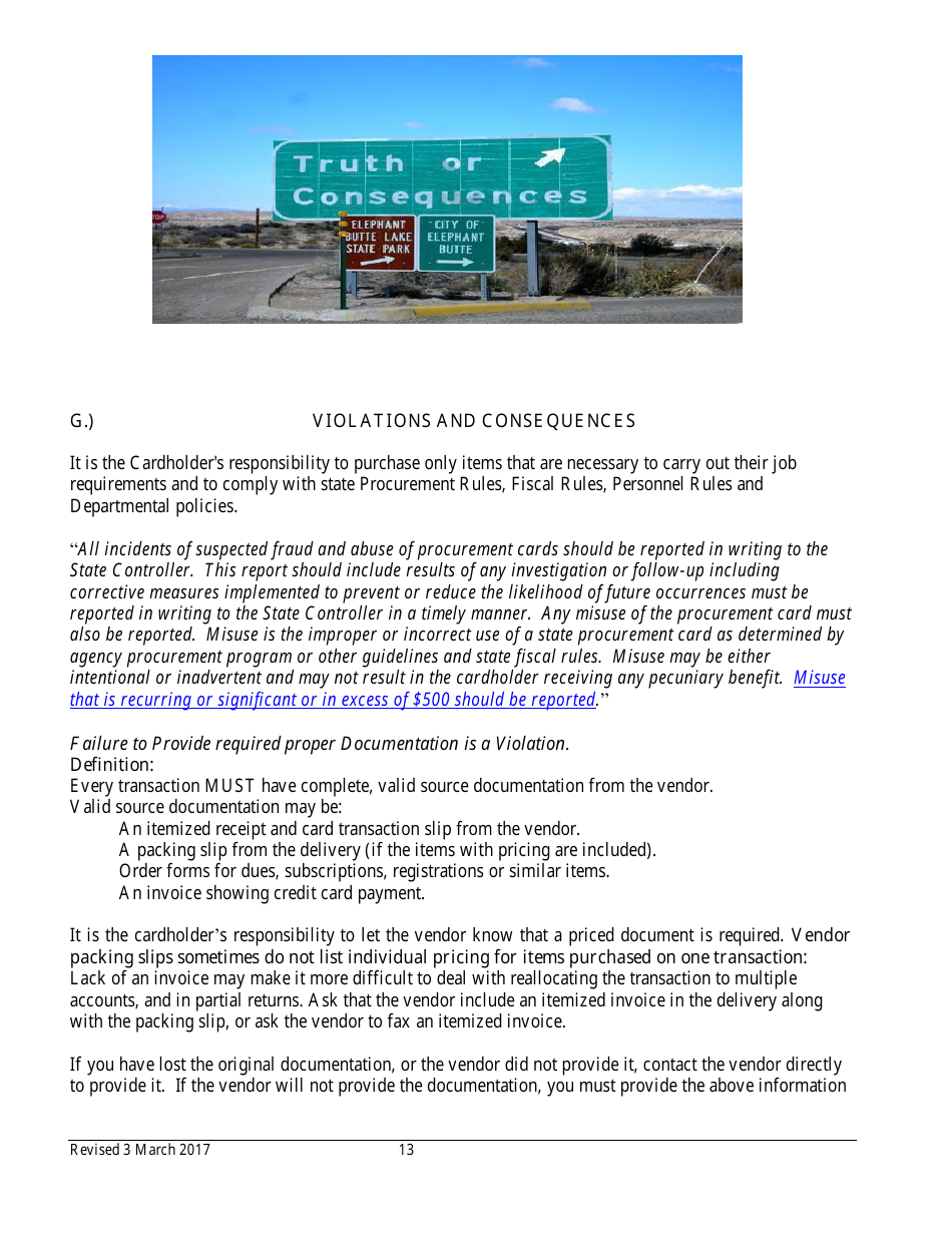 Procurement Card Department Manual - Colorado, Page 13