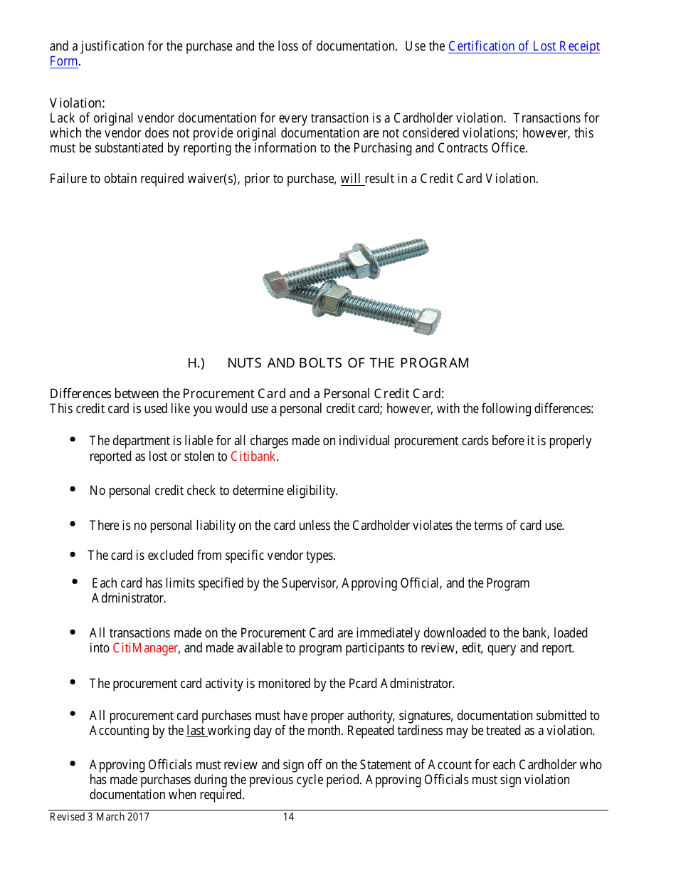 Procurement Card Department Manual - Colorado, Page 14