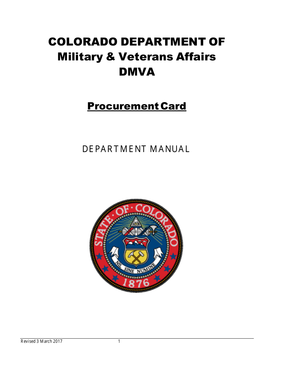 Procurement Card Department Manual - Colorado, Page 1