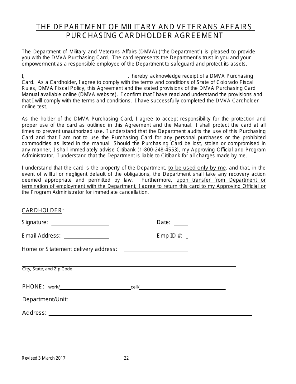 Procurement Card Department Manual - Colorado, Page 22