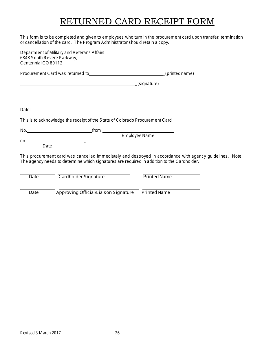 Procurement Card Department Manual - Colorado, Page 26