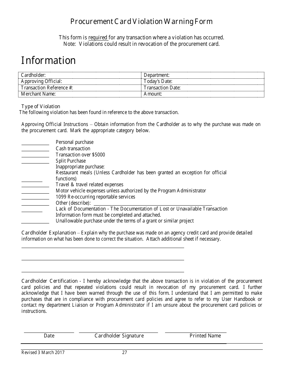 Procurement Card Department Manual - Colorado, Page 27