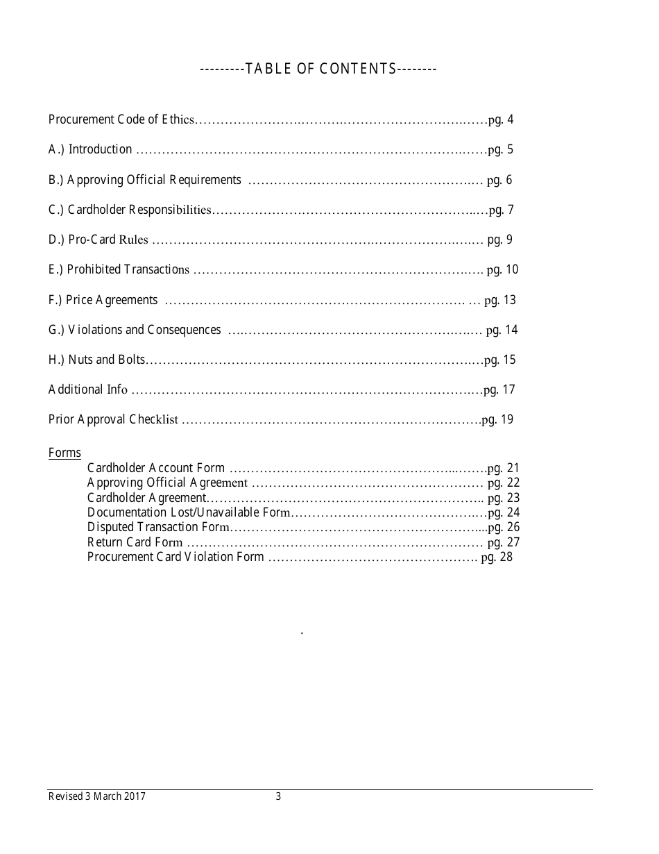 Procurement Card Department Manual - Colorado, Page 3