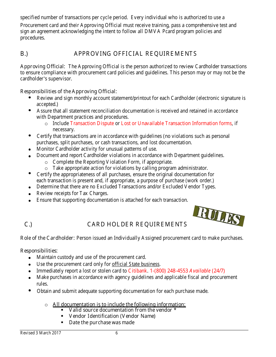Procurement Card Department Manual - Colorado, Page 6