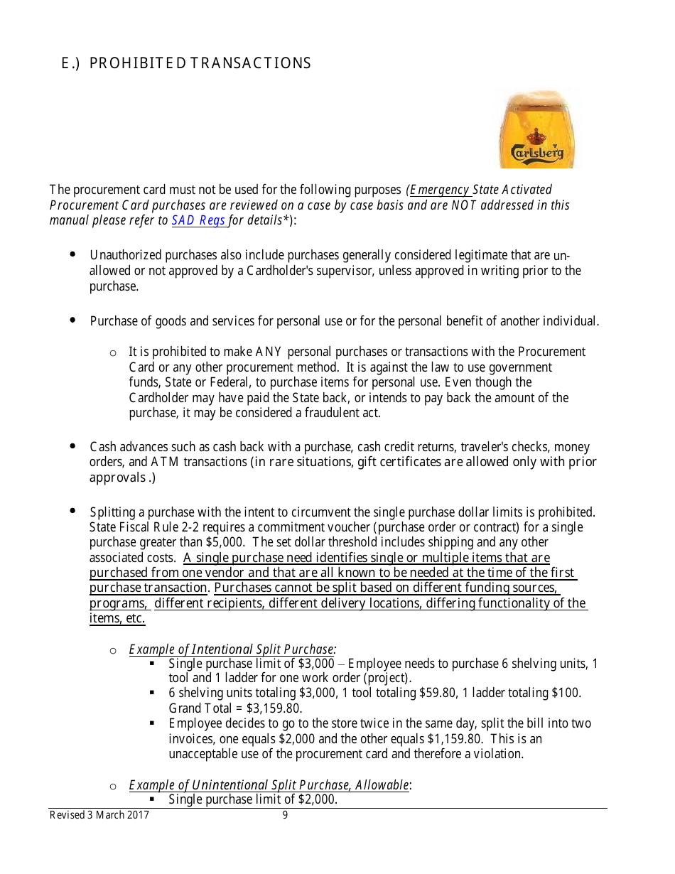 Procurement Card Department Manual - Colorado, Page 9