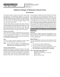 Form DR1102 Address Change or Business Closure Form - Colorado