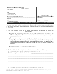 Form JDF1424 Order Re: Modification/Restriction of Parenting Time - Colorado