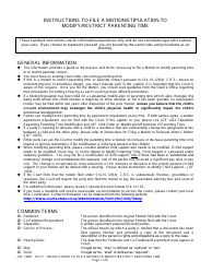 Instructions for Form JDF1406 Motion/Stipulation to Modify/Restrict Parenting Time - Colorado
