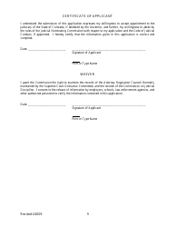 &quot;Application for Colorado State Court Judgeship - Judicial Nominating Commission&quot; - Colorado, Page 9