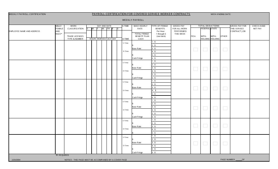 Payroll Certification for Covered Service Worker Contracts - Connecticut, Page 3