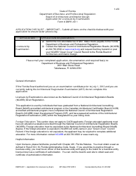 Document preview: Form DBPR AR1 Application for Licensure by Examination - Architect - Florida