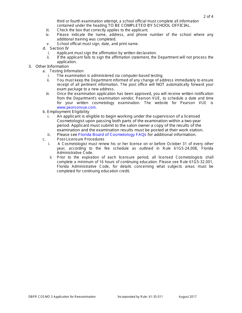Application for Reexamination - Florida, Page 2