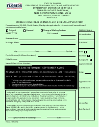 Document preview: Form HSMV-81409 Mobile Home Dealer/Installer License Application - Florida