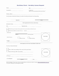 Document preview: Worthless Check - Hardship License Request Form - Florida