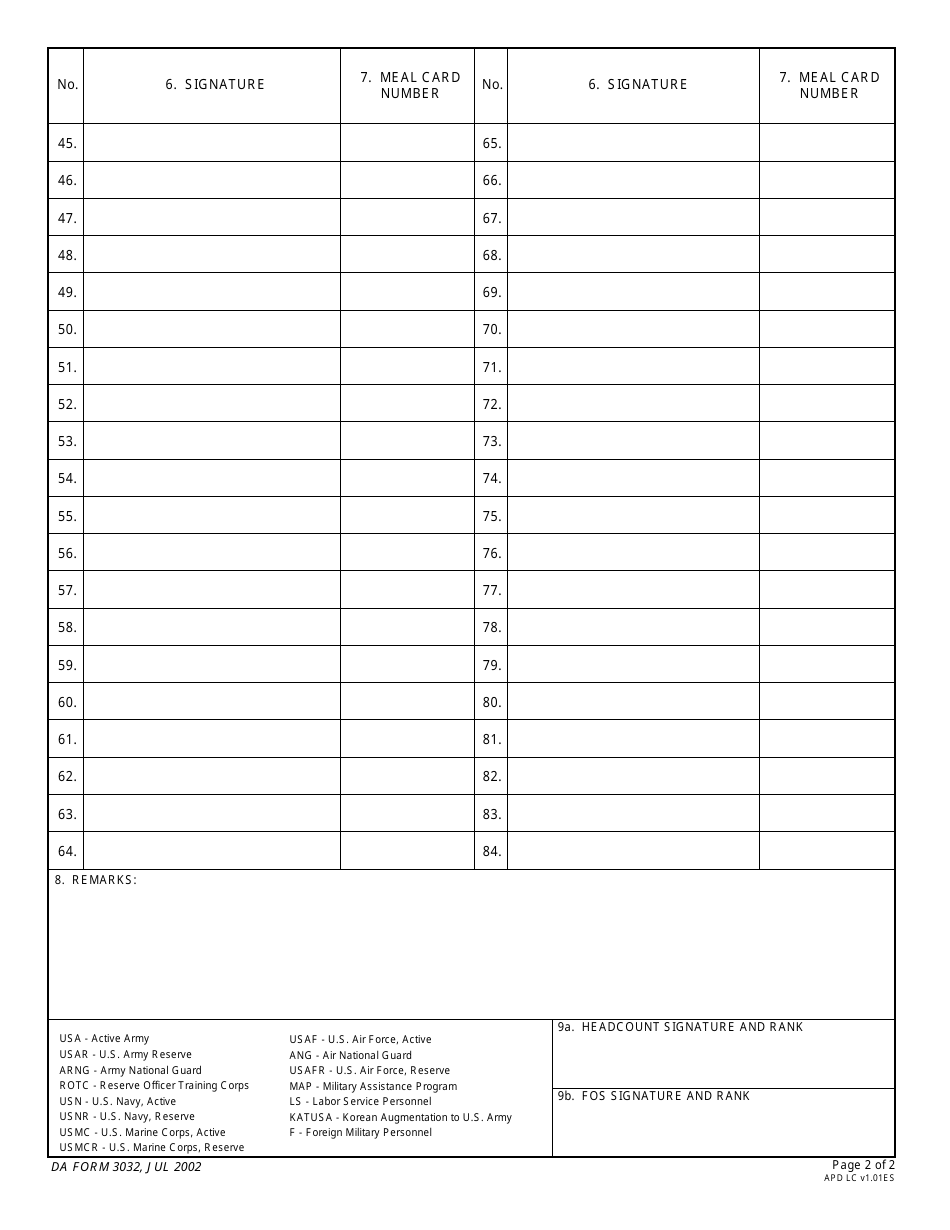 Da Form 3032 Pdf Fillable - Printable Forms Free Online