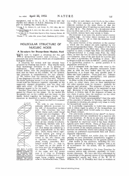 Document preview: Molecular Structure of Nucleic Acids: a Structure for Deoxyribose Nucleic Acid - J.d. Watson, F.h.c. Crick.
