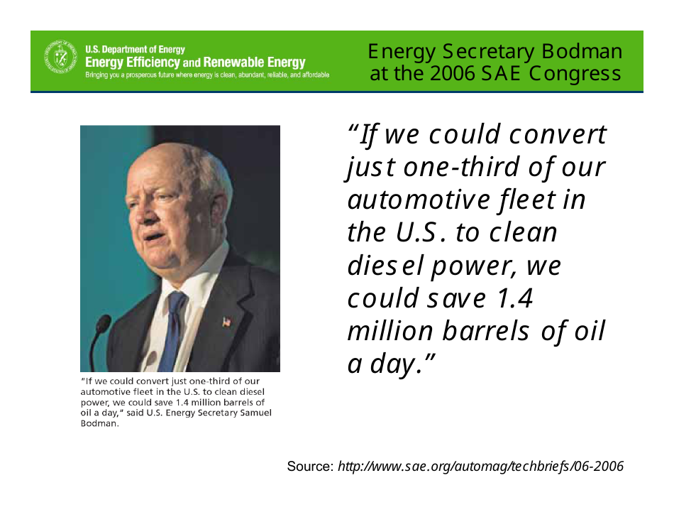 Motivations for Promoting Clean Diesels - Dr. James J. Eberhardt, Page 11