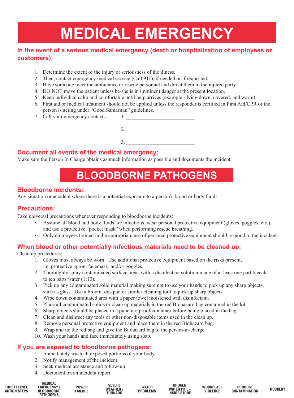 Flip Chart of Emergency Procedures - Michigan, Page 4