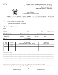Form SP-115A &quot;Application for Grass Carp Transport import Permit&quot; - Idaho