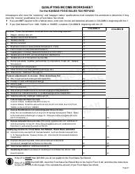Document preview: Qualifying Income Worksheet for the Kansas Food Sales Tax Refund - Kansas