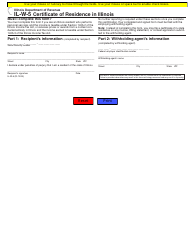 Document preview: Form IL-W-5 Certificate of Residence in Illinois - Illinois