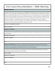 Form NPD-82 Sick Leave Documentation - Gina Warning - Nevada